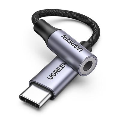 UGREEN Rozdzielczość Dźwięk USB C Konwersja gniazda słuchawkowego USB Adapter konwersji słuchawkowej Wyposażony w DAC Kompatybilny z nylonowym oplotem Kompatybilny z głośnością