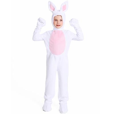 Dzieci Chłopcy Dziewczynki Aksamitny Królik Zwierzęcy Kombinezon z Kapturem Kostiumy Cosplay na Halloween Szkolne Przedstawienie Dramatyczne Występ Stroje do Odgrywania Ról