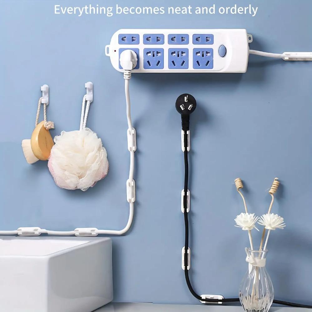 10Pcs White Adjustable Cable Clip, Adhesive Installation Without Drilling, Non-marking Disassembly, Can Organize TV/computer/network Cable