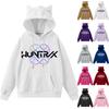 Damemote Casual Langermet trykt Rundhals hettegenser Pullover Topp med lommer