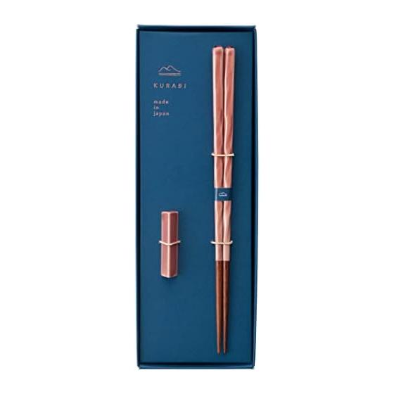KAWAI KURABI Chopsticks Set with Chopstick Rest - Dishwasher Safe, 23cm, Akane Color, Made in Japan