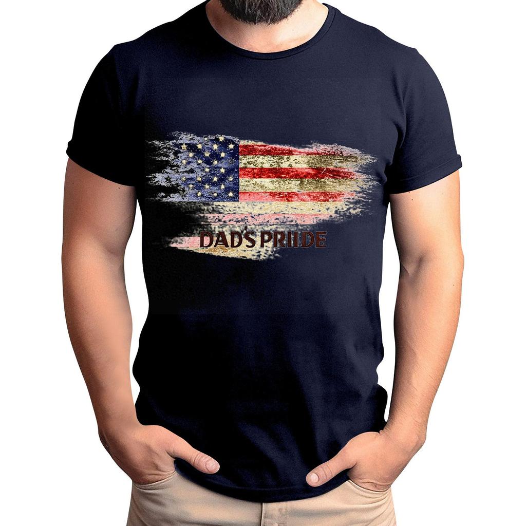 Men's Father's Day Flag Printed T-Shirt Men's Loose Casual Short Sleeve Top