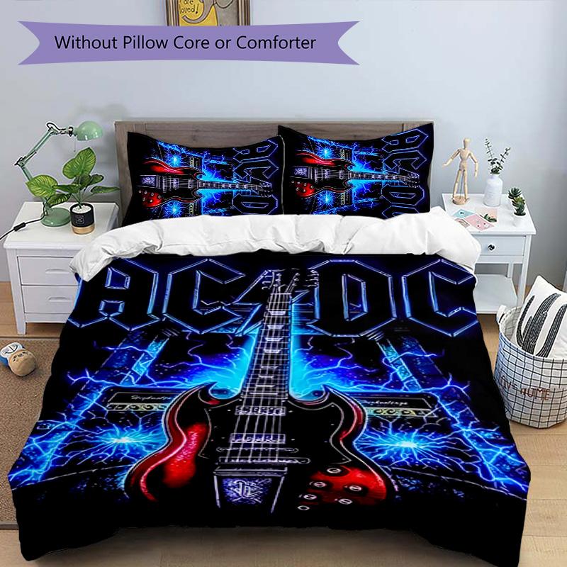 3pcs ACDC3 pattern bedding set duvet cover set includes duvet cover &pillowcases, perfect all season bedroom decoration & gift