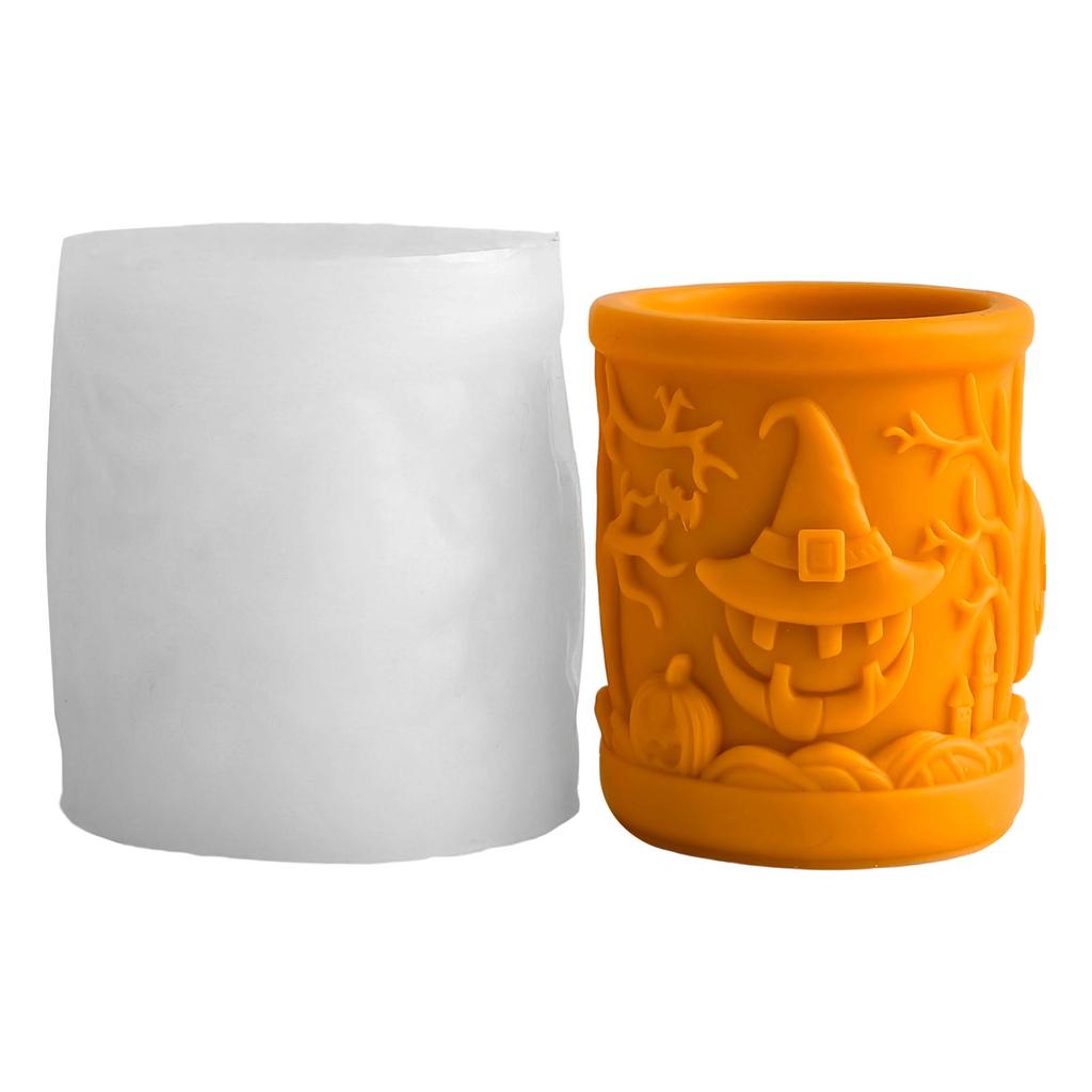 Halloween Candle Silicone Mold For Making Candle Soap Holiday Decoration Heat Resistant Cylinder Shape Silicone Mould