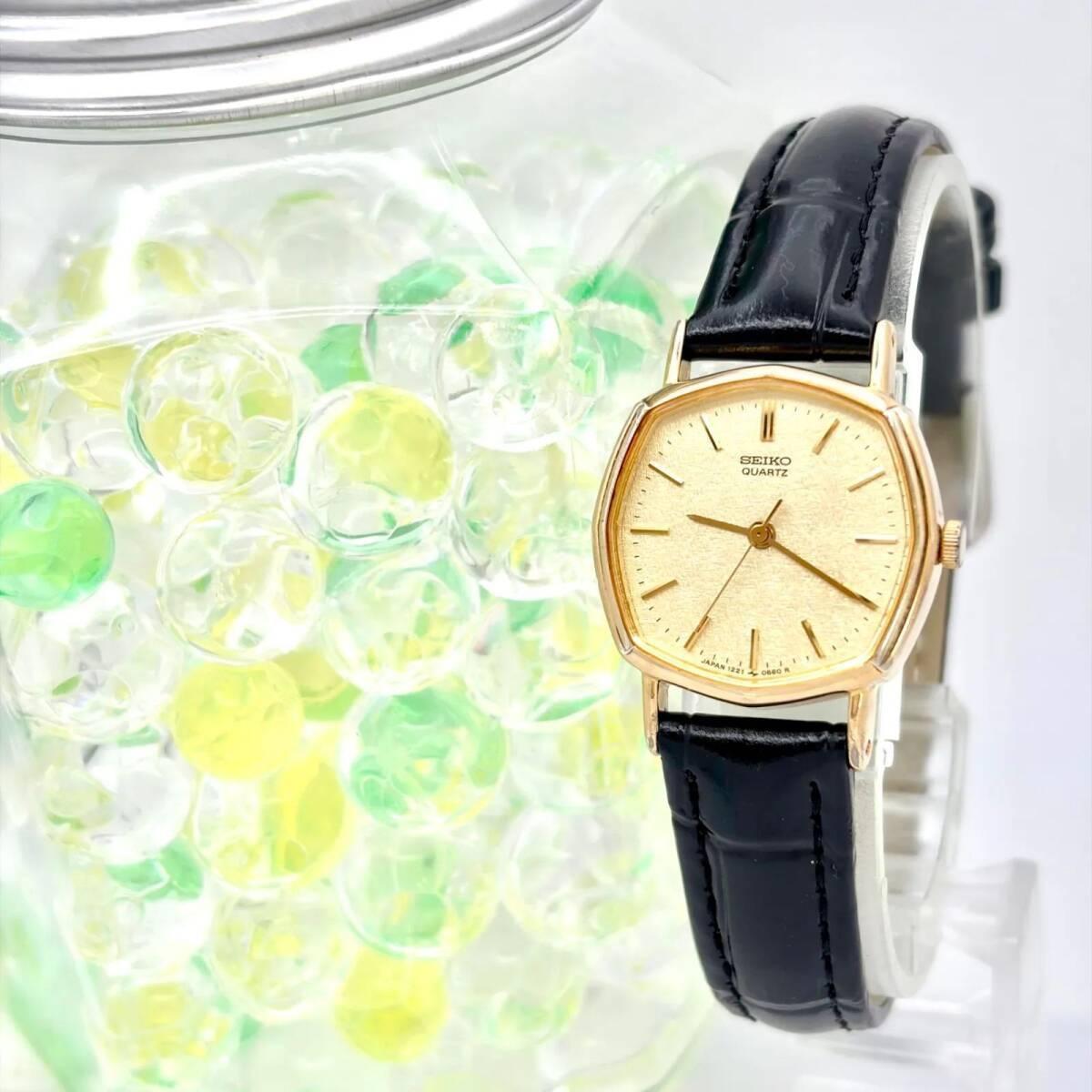 [New Battery] SEIKO Seiko Ladies Watch Gold Octagon 1221-5440 4D0222 New Belt