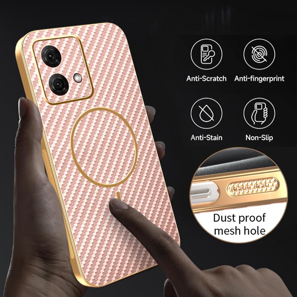 For Motorola Moto G84 5G Phone Case Carbon Fiber Textured Electroplated TPU Back Cover