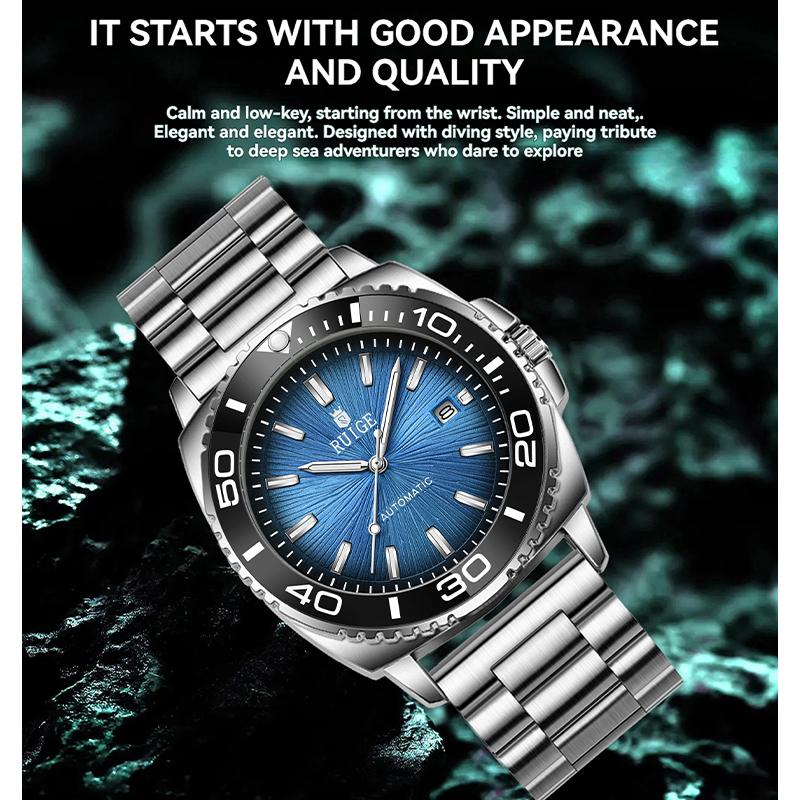 Men's Fully Automatic Mechanical Watches Calendar Stainless Steel Fashion Men's Night Light Waterproof Watch