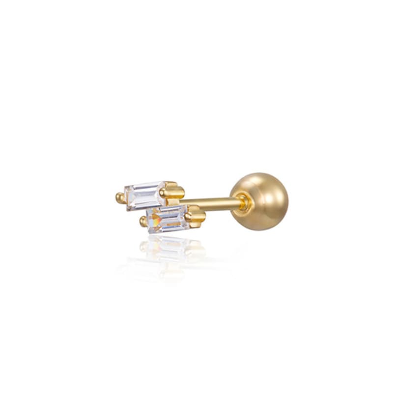 LUNNE 14k Double Baguette Mini Stone Piercing (14k Gold) #LFPI09