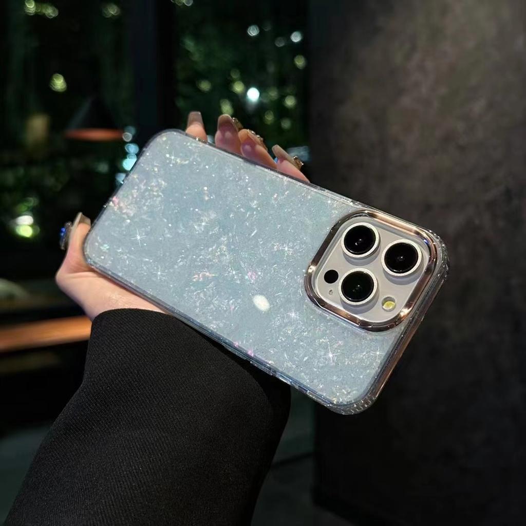 Applicable To Apple 17proMax Glitter Powder Shell Pattern Mobile Phone Case IPhone 16 Starry Sky 15 Goddess Protective Case Anti Fall