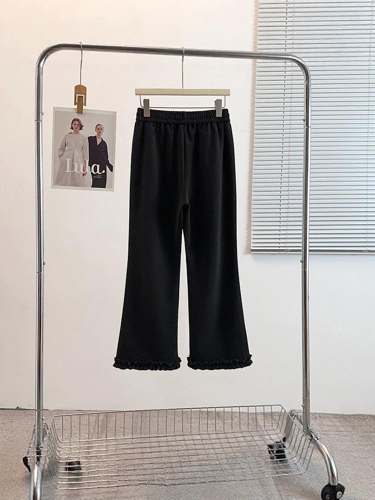 Plus Size Women's Ruffle Lace Casual Pants - Early Spring Niche Design