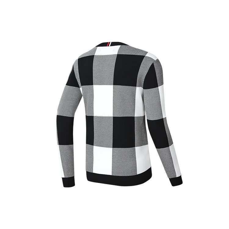 FILA Athletics Basic Crew Neck Golf Sweater With Plaid Weave Long Sleeves Men sweater A11M245402F-ZA