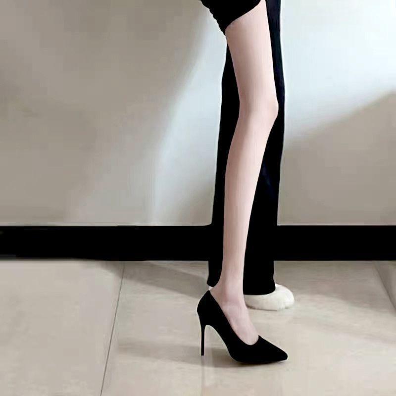2025 spring and autumn new fashionable black high heels women's stiletto 10cm sexy European and American French girl small single shoes