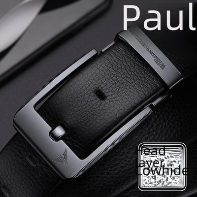 King Paul Genuine Leather Men's Pin Buckle Belt - Pure Cowhide, High-End Business Accessory