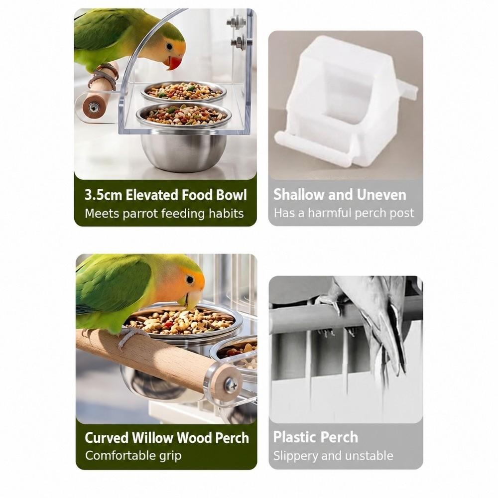 Durable Bird Feeder Stainless Steel Bird Food Container Bird Food Water Bowl Budgerigar