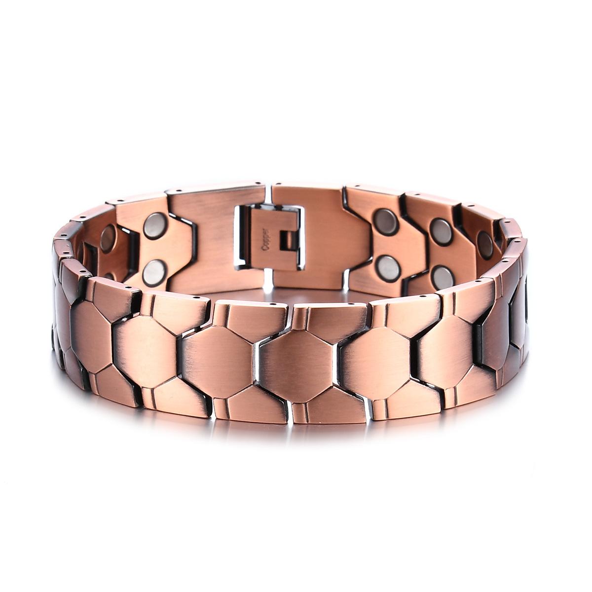 

Медный браслет с рисунком шин, Мужской браслет из диагональной красной меди, Три ряда магнитов 2025 20CM+23CM