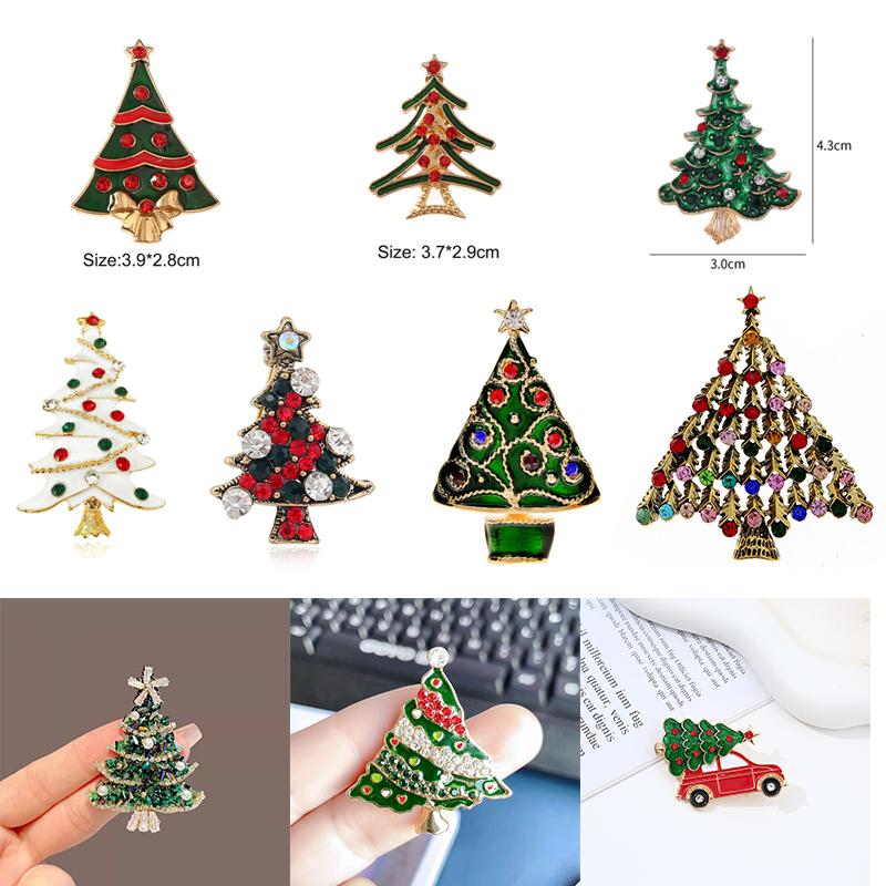 Christmas Tree Brooches For Women Unisex Plant Pins Multi-Color Available Holiday Party Accessories Gifts
