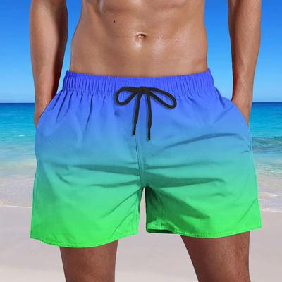 (SU)Men's Summer Swim Trunks Quick Dry Shorts With Pockets Plus Gradient Print Beach Shorts