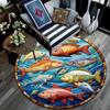 Ocean Fishes Round Area Rug,Carpet Rug for Living Room Bedroom Sofa Playroom Decor,Non-slip Floor Mat