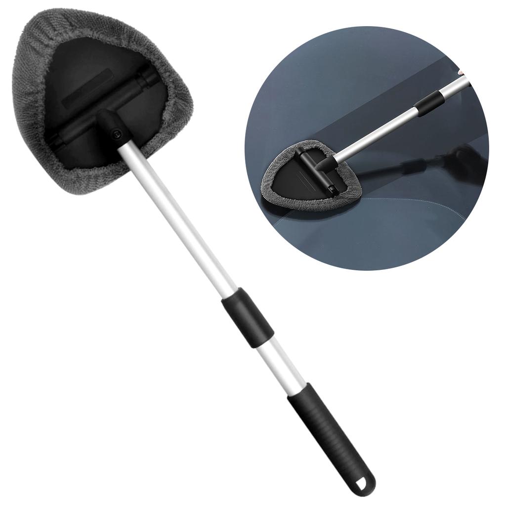 Kartáč na čištění oken auta, nástroj na čištění čelního skla uvnitř interiéru, stěrač skla s teleskopickou rukojetí, autopříslušenství