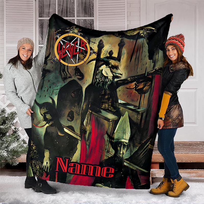 Personalized Custom Name Blanket - Slayer logo Print Design,Blanket for Sofa,Bed,Travel,Camping - Soft and Warm, Great Gift