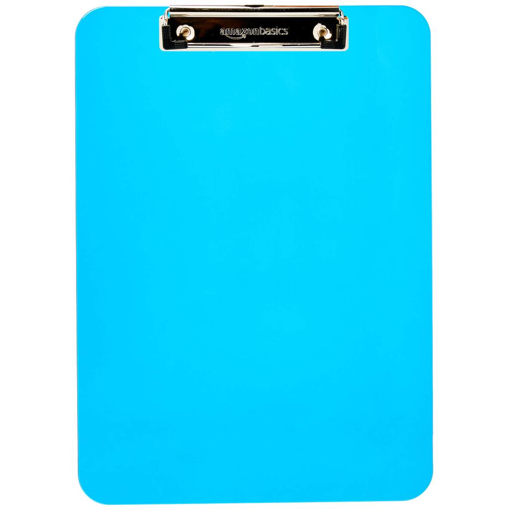 Amazon Basics Plastic Letter Clipboards, Black, Pack of 6, Assorted Colors