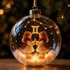 Acrylic Xmas Balls for Party Lighted Zodiac Christmas Ornament, Glowing Sign Ball with Warm LED, Durable Garden 3D Clear Hanging Pendant Tree Mantel,
