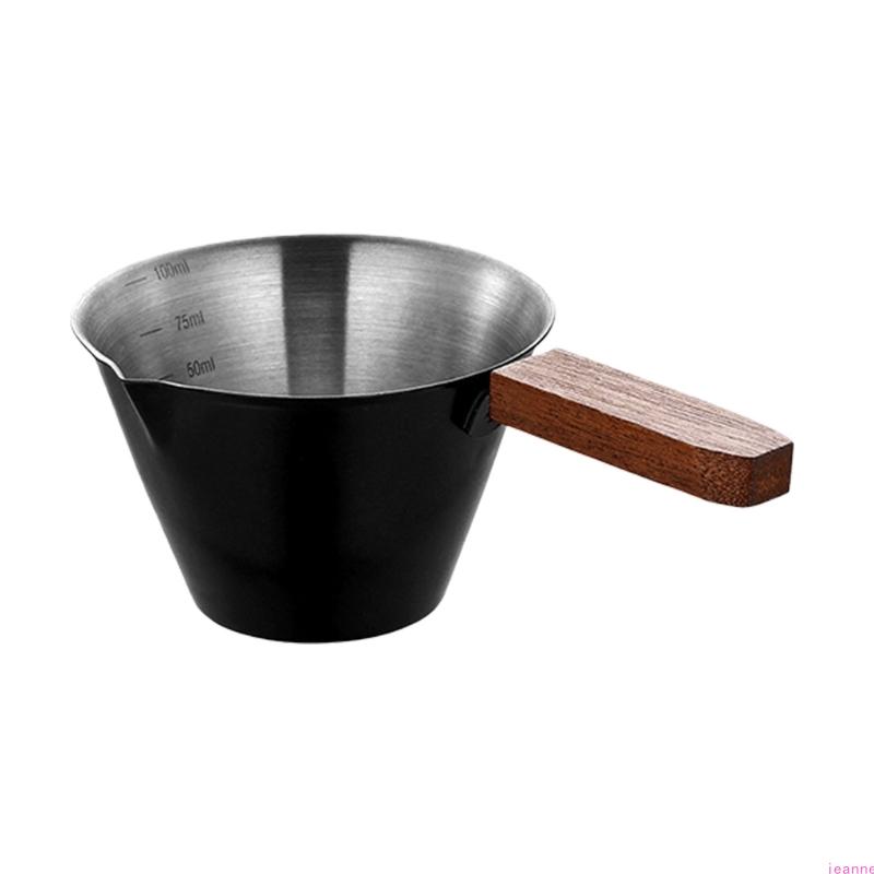 Precise Capacity Measure Tool for Coffee Durable Nonrust Steel Espressos Measuring Device Feature Elegant Wood Design