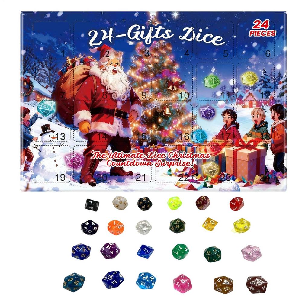 

Christmas Calendar Countdown Board Game Accessory 24 Days Role Playing Dice Set Countdown Calendar For Women Boys Girls Youth L