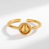 S925 Sterling Silver Cat Eye Transport Bead Ring for Women's Instagram Small and Luxury Style Gold Time Running Plain Ring Ring