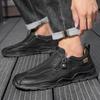Men's Low-top Leather Shoes Zipper Casual Sneakers Plus Size 39-46