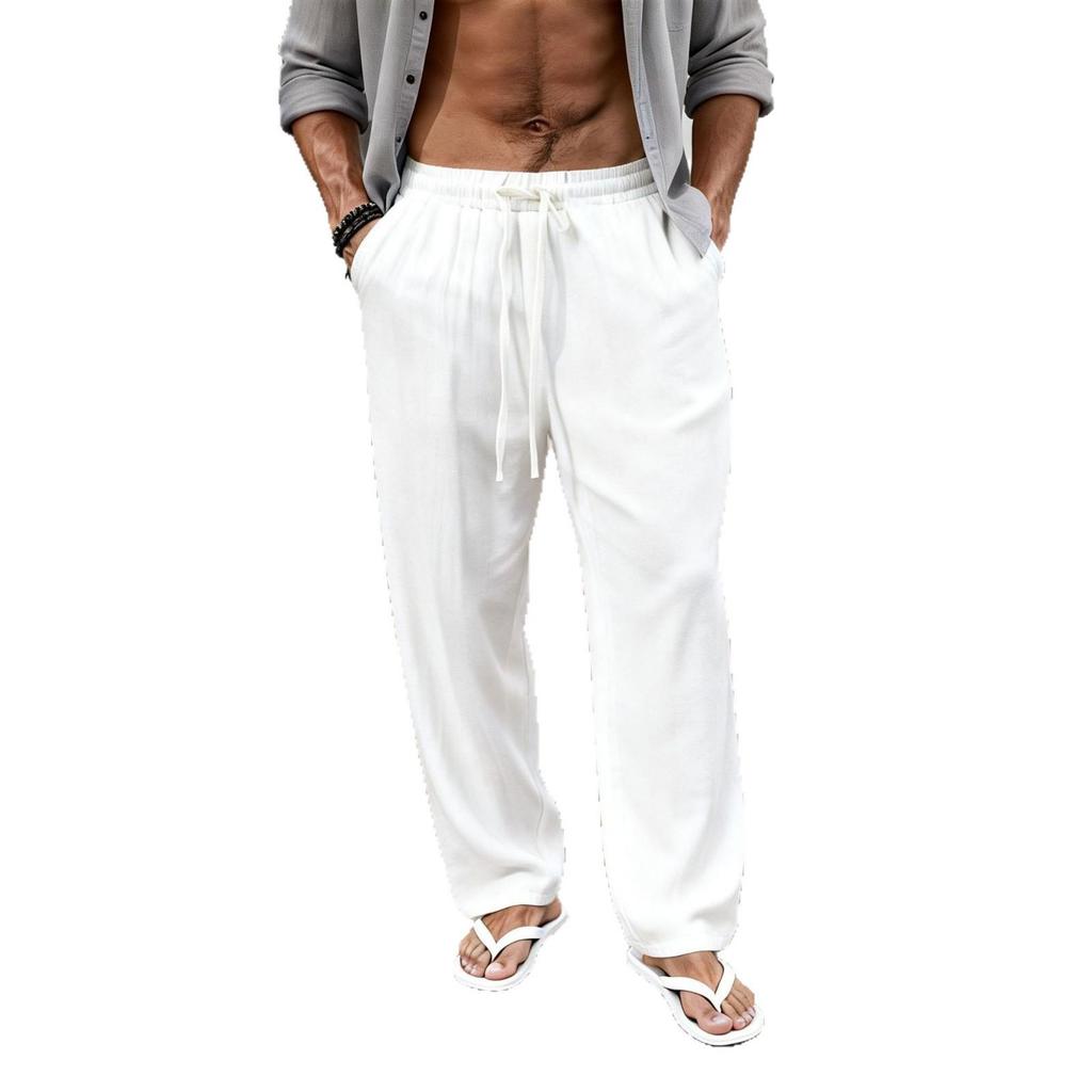 2026 Men's Summer Breathable Cotton Linen Casual Straight-Leg Pants