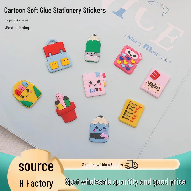 PVC Soft Rubber Cartoon Shoe & Backpack Accessories: Flower & Pencil Patch