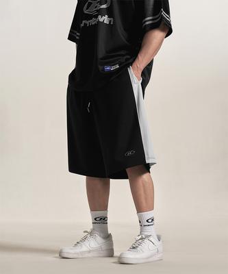 BORN TO WIN Silver B Block Mesh Jersey Bermuda Pants [Black]