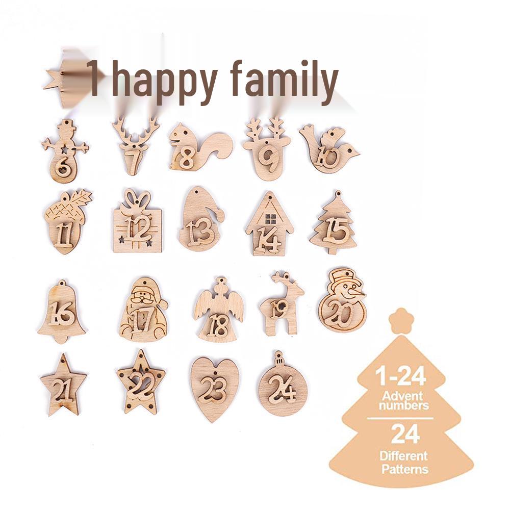 Wooden Christmas Advent Calendar Pendants: 24 Numbered Countdown Tags & Gift Bag Ornaments