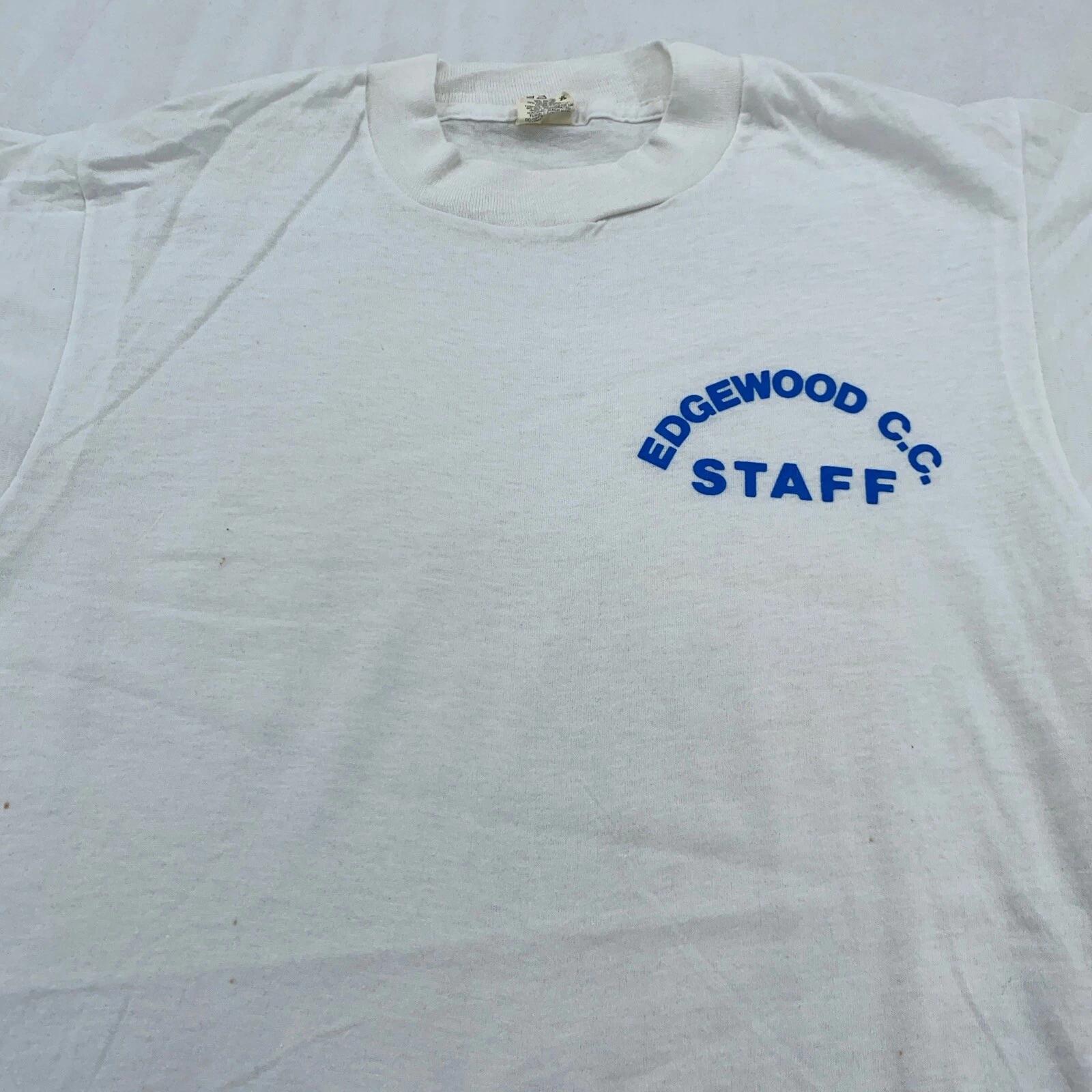 

vintage 80s EDGEWOOD COUNTRY CLUB STAFF RIVER VALE NEW JERSEY T-Shirt 2XS/XS S
