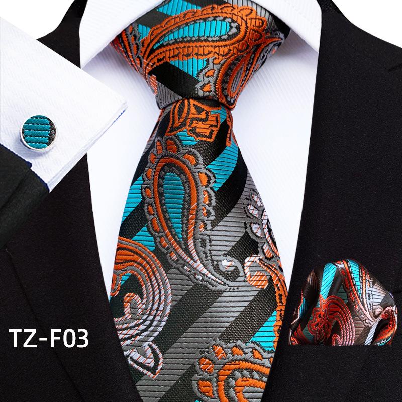 2025 Paisley Floral Men's Tie, Pocket Square & Cufflinks Set