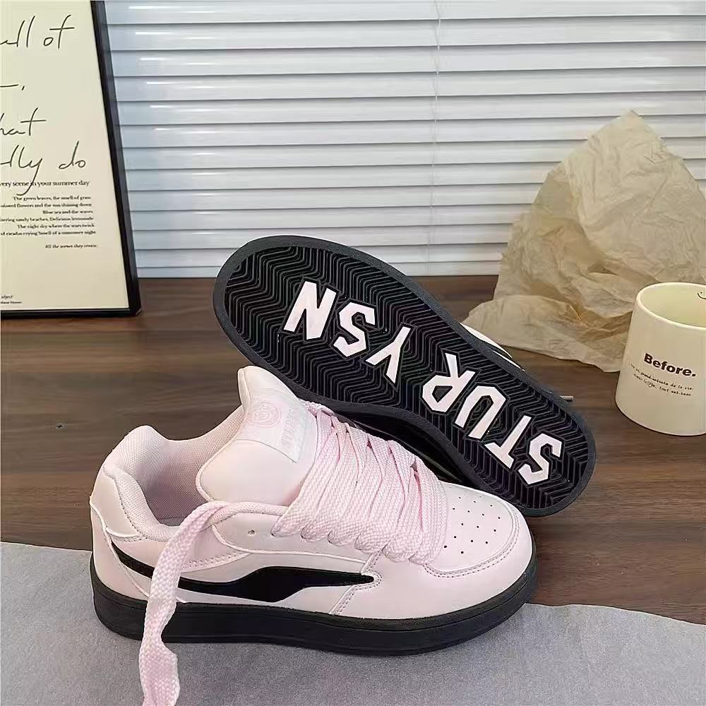 Light yellow color matching simple niche bread shoes ins trendy spring new student board shoes