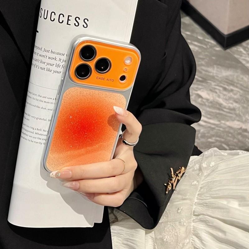 Stylish Acrylic Case With Sparkle Glitter Gradient Window IPhone 14 15 16 17 Pro Max Full Coverage Drop Protection