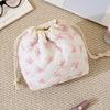 Cotton Quilted Drawstring Makeup Bag, Travel Toiletry Organizer, Cute Drawstring Gift Bag For Women & Girls