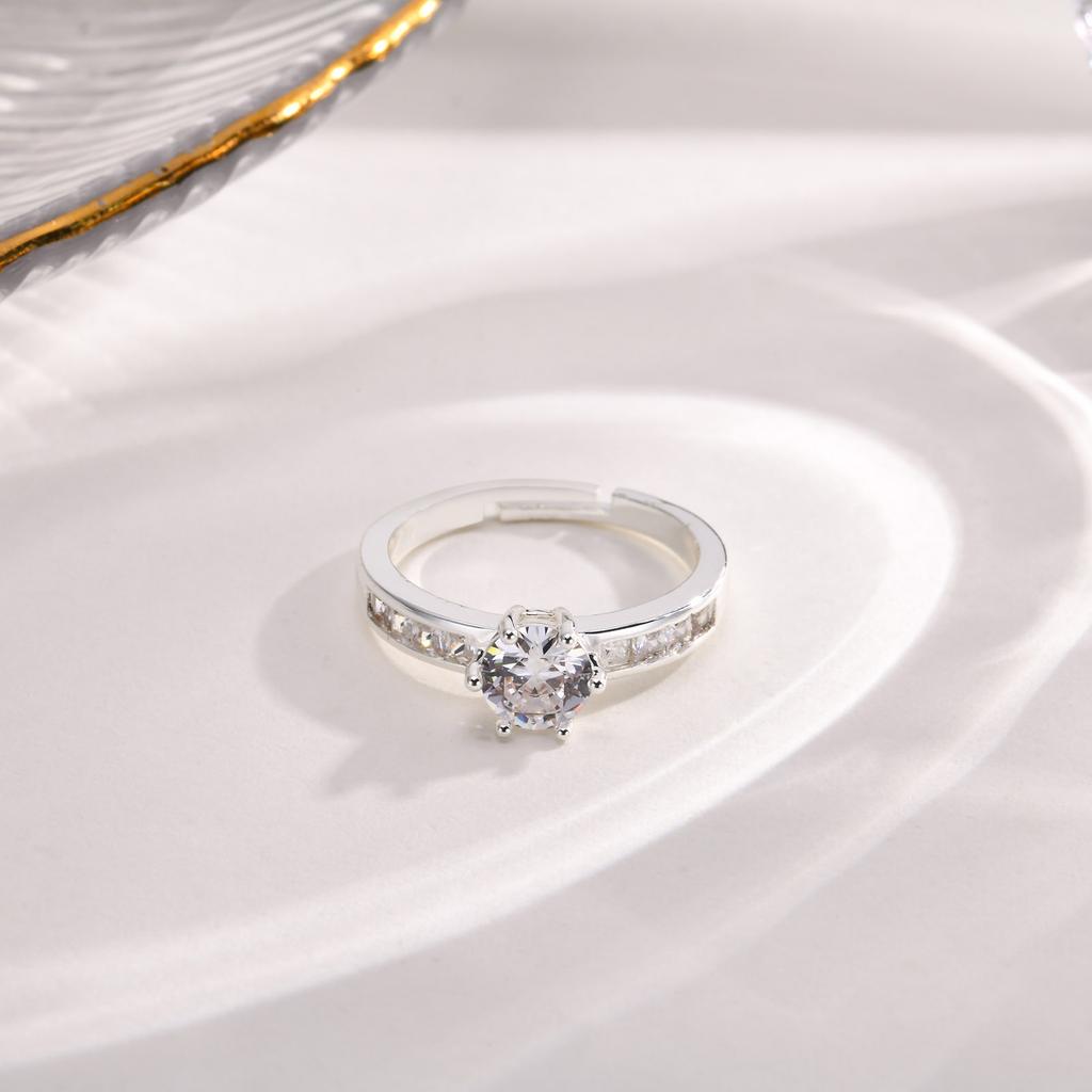 Modische verstellbare Metallringe mit Zirkonia-Steinen für Damen und Mädchen, goldfarben, Hochzeitsmarke, Verlobungs-Versprechensring, Jubiläumsparty-Geschenk
