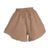 Summer Women Shorts Drawstring High Elastic Waist Shorts Loose Pocketed A-line Thin Casual Sport Homewear Short Pants