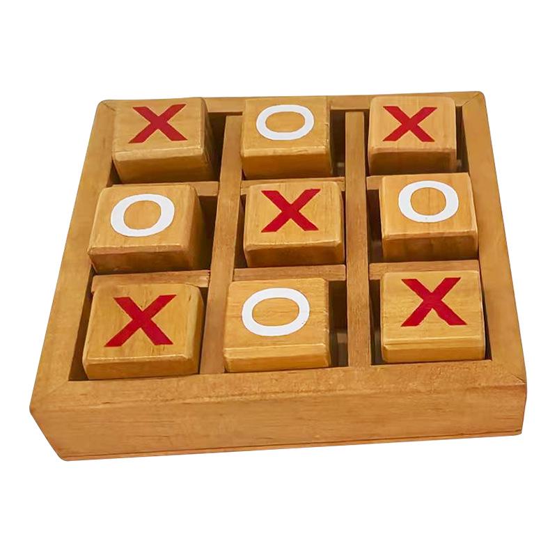 Interactive Wooden Tic-Tac-Toe Game: Two-Player Logical Thinking Toy for Kids