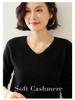 Women's V-Neck Cashmere Sweater - Slim Fit, Hollow Knit Pullover for Autumn/Winter