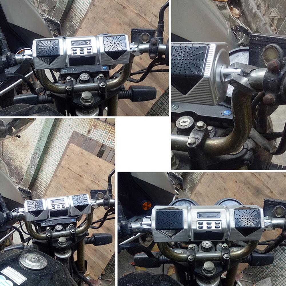 Motorcycle Stereo Speaker BT Handlebar Mount MP3 Player Audio Amplifier System Waterproof Support USB TF Card AUX