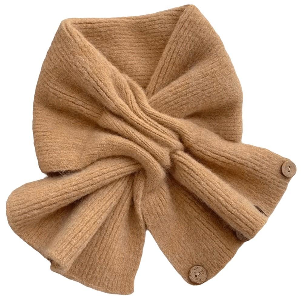 Adjustable Fit Short Knit Neckerchief Thickened Korean Style Neckwarmer Solid Color Scarf  Students