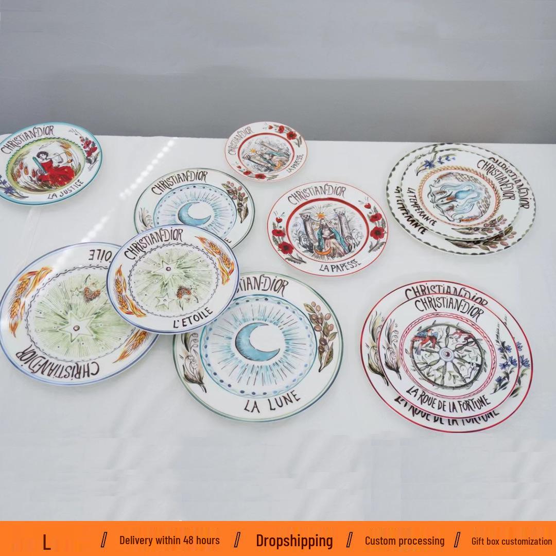 

8-inch Retro European Ceramic Steak Plates, Set of 4 in Gift Box 8-inch