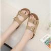 Thick-soled one-word slippers for women to wear in summer, new beach cool slippers, lazy pedal