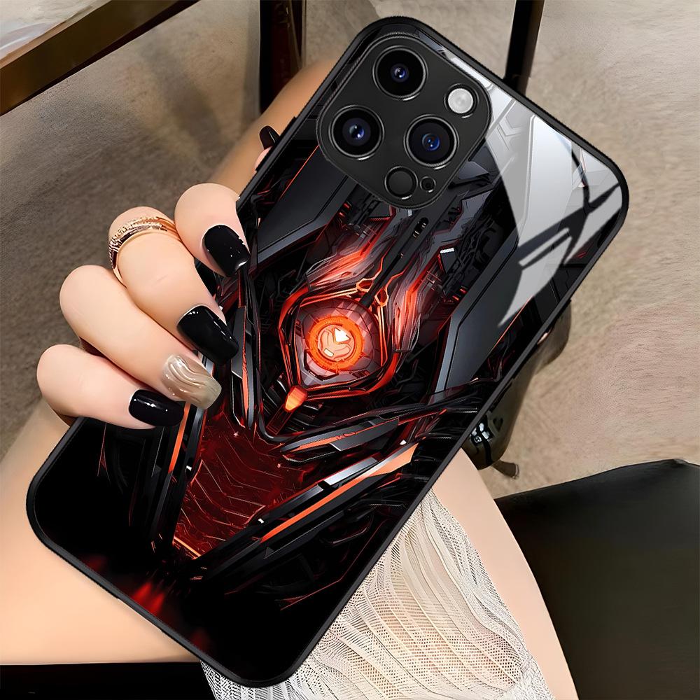 Gundam Mecha Wind iPhone15 Mobile Phone Case Apple 16promax Glass Case 14 Cool Boy Protective Case 13