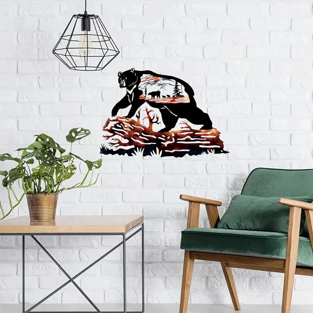 1 Stück Metall Bär Wandkunst Dekoration: Persönlichkeitsverstärkendes Schwarzbären-Design für Wohnzimmer-Heimdekor