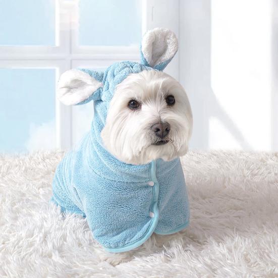 Pet Bath Wrap Super Absorbent Dog Towel with Bunny Ears Fast Drying Hooded Pet Robe for Dogs Cats Bath After Shower Grooming